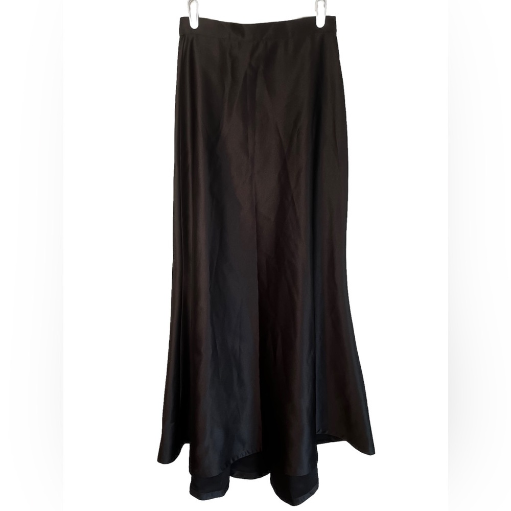 TADASHI Shoji COLLECTION Brown Satin Formal Maxi Skirt Fishtail Back Size 6 - Picture 2 of 6